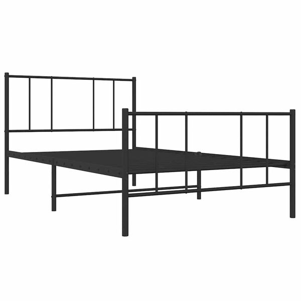 vidaXL Estrutura de cama com cabeceira e p&eacute;s 90x190 cm metal preto