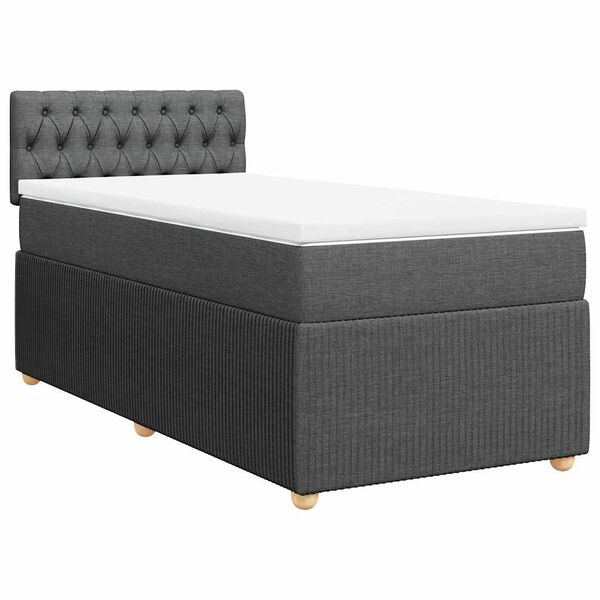 vidaXL Cama com molas/colch&atilde;o 90x190 cm tecido cinza-escuro
