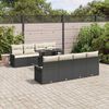 vidaXL Conjunto de Sof&aacute; de Jardim 9 pcs Preto Rattan Sint&eacute;tico