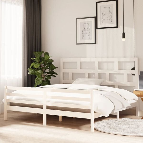 vidaXL Estrutura de cama 200x200 cm madeira de pinho maciça branco