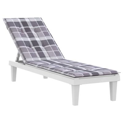 vidaXL Almofadão cadeira de terraço (75+105)x50x3cm xadrez cinza