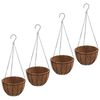 vidaXL Vasos suspensos 4 pcs c/ forro de coco &Oslash; 30x52 cm a&ccedil;o preto