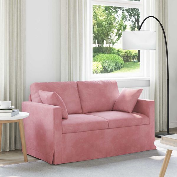 vidaXL Sof&aacute; Rosa Dimens&otilde;es gerais: 138 x 78 x 80 cm (L x P x A) Veludo