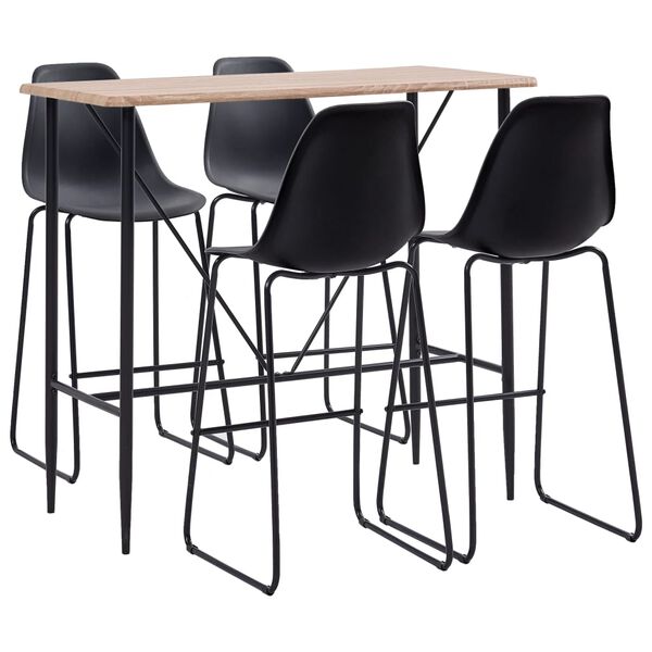 vidaXL 5 pcs conjunto de bar pl&aacute;stico preto