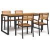 vidaXL Conj. jantar p/ jardim 5 pcs madeira de ac&aacute;cia maci&ccedil;a e metal