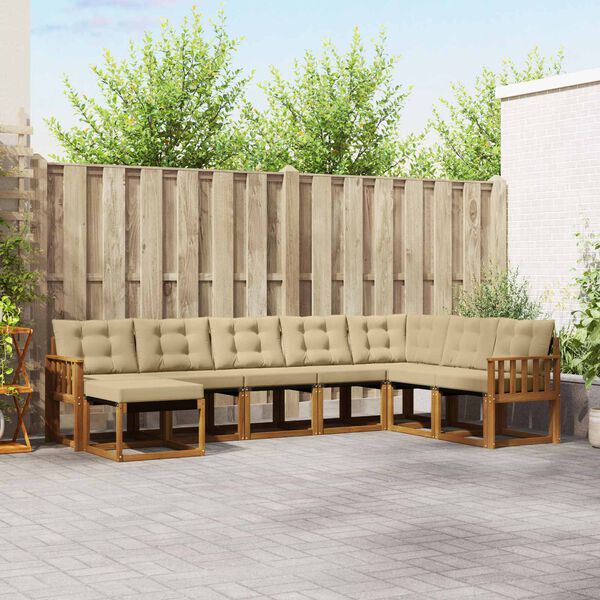 vidaXL Conjunto de Sof&aacute;s para Exterior 8 pcs Natural e Bege