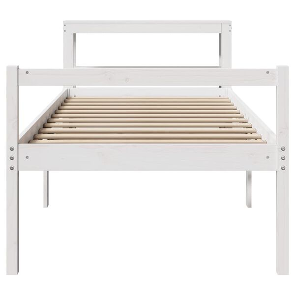 vidaXL Cama para idosos com cabeceira 90x190 cm pinho maci&ccedil;o branco