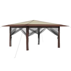 vidaXL Gazebo com 4 Lados 4 x 4 m Creme e Marrom