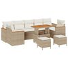 vidaXL Conjunto de Sof&aacute; de Jardim 10 pcs Bege vime PE