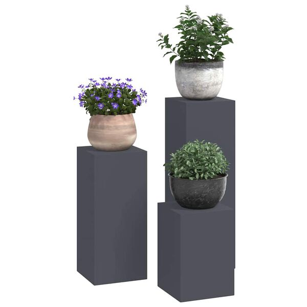 vidaXL Suporte para Plantas 3 pcs Antracite A&ccedil;o