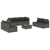 vidaXL 8 pcs conjunto lounge de jardim c/ almofad&otilde;es vime PE cinzento