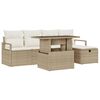 vidaXL Conjunto de Sof&aacute; de Jardim 6 unid. Bege vime PE