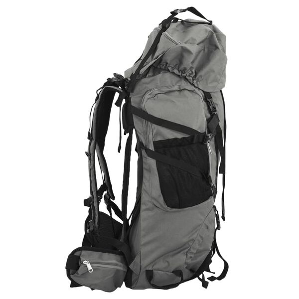 vidaXL Mochila para caminhadas 80 L tecido oxford cinzento