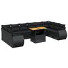 vidaXL 11 pcs conjunto sof&aacute;s de jardim c/ almofad&otilde;es vime PE preto