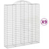 vidaXL Cestos gabi&atilde;o arqueados 9pcs 200x50x220/240cm ferro galvanizado