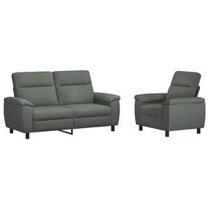 vidaXL Conjunto de Sof&aacute;s 2 pcs Cinzento-Escuro Tecido