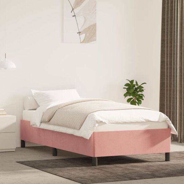 vidaXL Estrutura de cama 80x200 cm veludo rosa