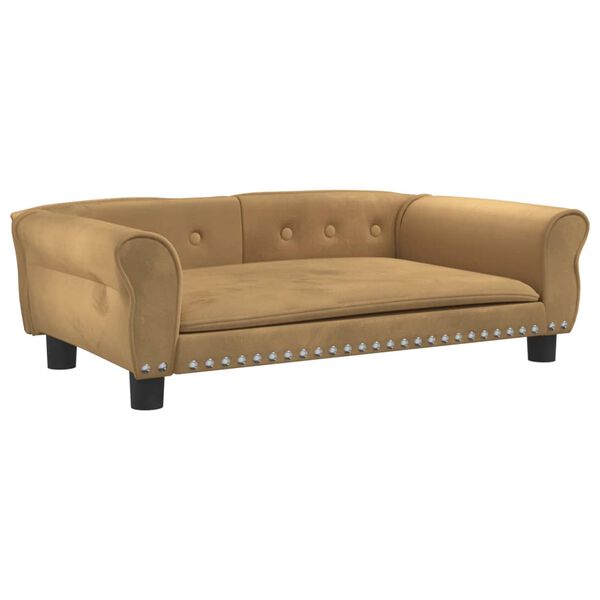 vidaXL Cama para cães 95x55x30 cm veludo castanho