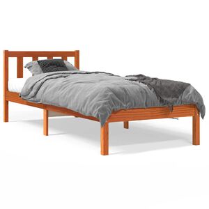 vidaXL Cama sem colch&atilde;o 90x200 cm pinho maci&ccedil;o castanho-mel