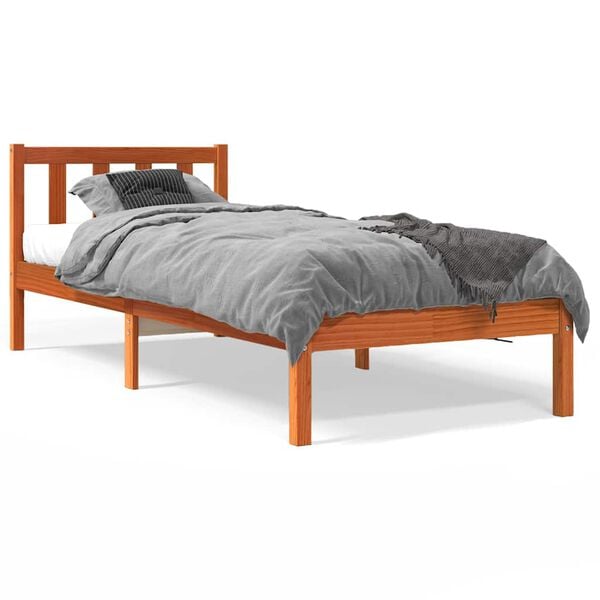 vidaXL Cama sem colch&atilde;o 90x200 cm pinho maci&ccedil;o castanho-mel