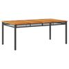 vidaXL Mesa de jardim 180x90x75 cm vime PE e madeira de ac&aacute;cia preto