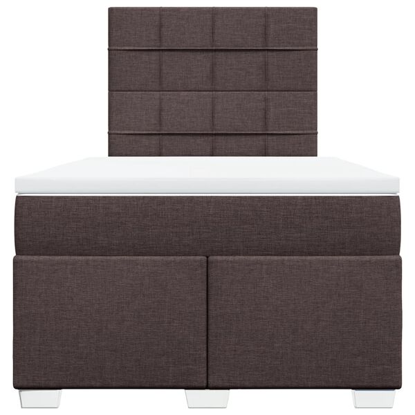 vidaXL Cama boxspring com colchão 120x190 cm tecido castanho-escuro