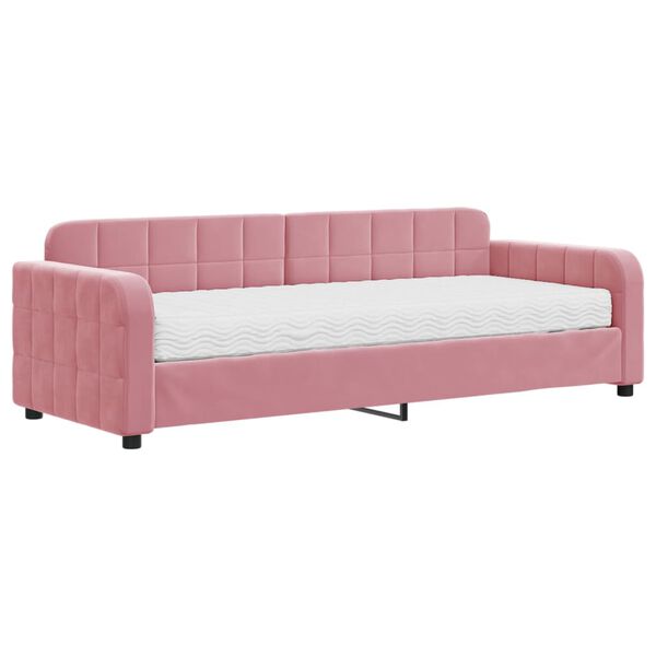 vidaXL Sofá-cama com colchão 80x200 cm veludo rosa