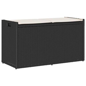 vidaXL Banco de arruma&ccedil;&atilde;o exterior com almofad&atilde;o 100 cm vime PE preto
