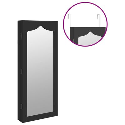 vidaXL Móvel para joias de parede espelhado 37,5x10x90 cm preto