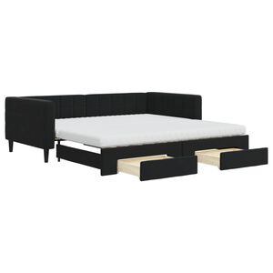 vidaXL Sof&aacute;-cama com gavet&atilde;o e gavetas 100x200 cm veludo preto