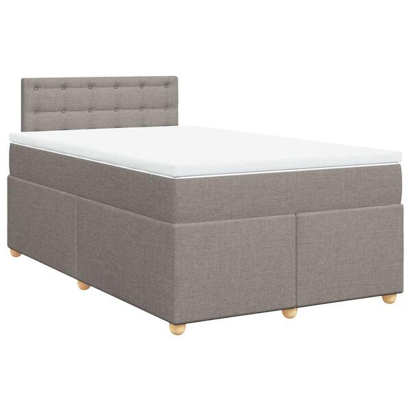 vidaXL Cama boxspring c/ colch&atilde;o 120x190cm tecido castanho-acinzentado