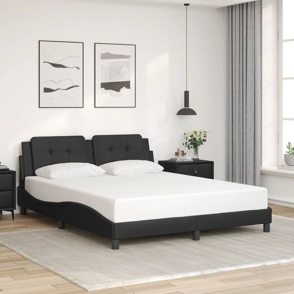 vidaXL Estrutura de cama sem colch&atilde;o Zadar 160x200 cm couro artificial preto