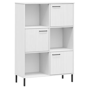 vidaXL Estante pernas metal 90x35x128,5 cm madeira maci&ccedil;a OSLO branco