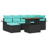 vidaXL Conjunto de Sof&aacute; de Jardim 7 unid. Preto Rattan Sint&eacute;tico