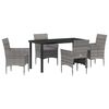 vidaXL Conjunto de Jantar para Jardim 5 unid. Cinzeto vime PE