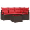 vidaXL Conjunto de Sof&aacute; de Jardim 5 pcs Marrom e Vermelho vime PE