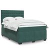 vidaXL Cama com molas/colchão 140x190 cm veludo verde-escuro