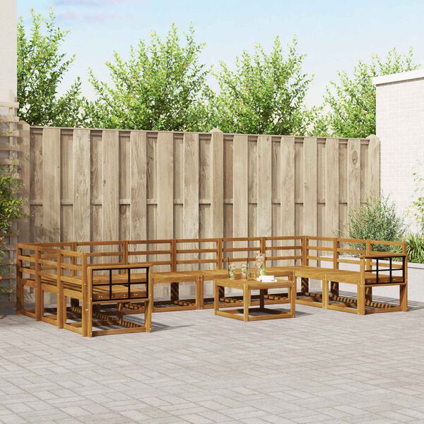 vidaXL Conjunto de Sof&aacute;s para Exterior 11 pcs Natural