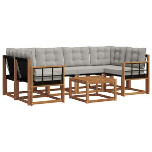 vidaXL Conjunto de Sof&aacute;s para Exterior 7 pcs Cinza Natural e Claro