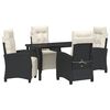 vidaXL Conjunto de Jantar para Jardim 5 unid. Preto vime PE