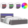 vidaXL Cama hidr&aacute;ulica c/ arruma&ccedil;&atilde;o LED 140x200cm couro artific. cinza