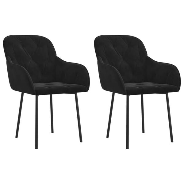 vidaXL Cadeiras de jantar 2 pcs veludo preto
