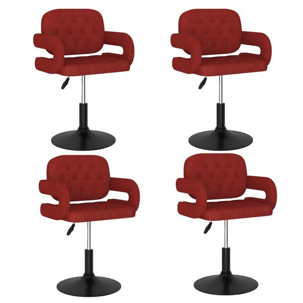 vidaXL Cadeiras de jantar girat&oacute;rias 4 pcs tecido vermelho tinto