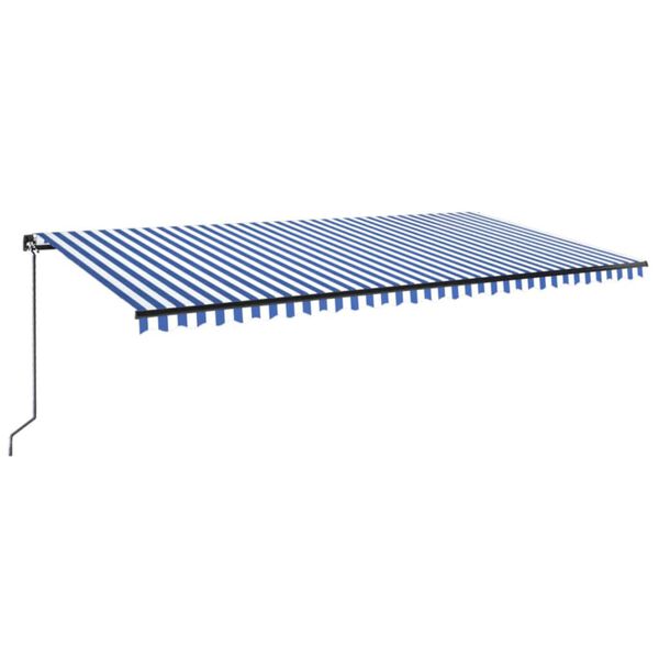 vidaXL Toldo retr&aacute;til manual com LED 600x300 cm azul e branco