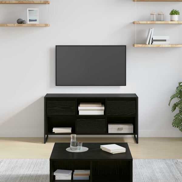 vidaXL Gabinete para TV com gaveta Carvalho Preto 100 x 36 x 49,5 cm