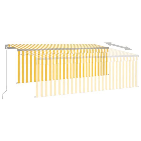 vidaXL Toldo retr&aacute;til manual com estore/LED 4x3 m amarelo e branco