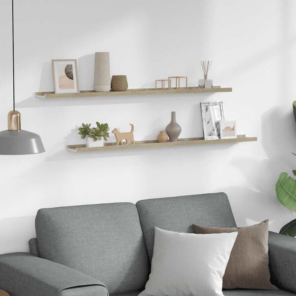 vidaXL Prateleiras de parede 2 pcs 100x9x3 cm branco e carvalho sonoma