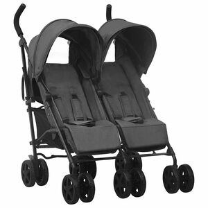 vidaXL Carrinho de beb&eacute; para g&eacute;meos a&ccedil;o antracite