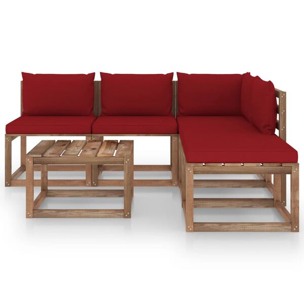 vidaxL 6 pcs conjunto lounge de paletes c/ almofad&otilde;es pinho impregnado
