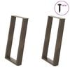 vidaXL P&eacute;s para mesa de jantar em formato de U, 2 pe&ccedil;as, a&ccedil;o natural, 50x(72-73) cm, a&ccedil;o